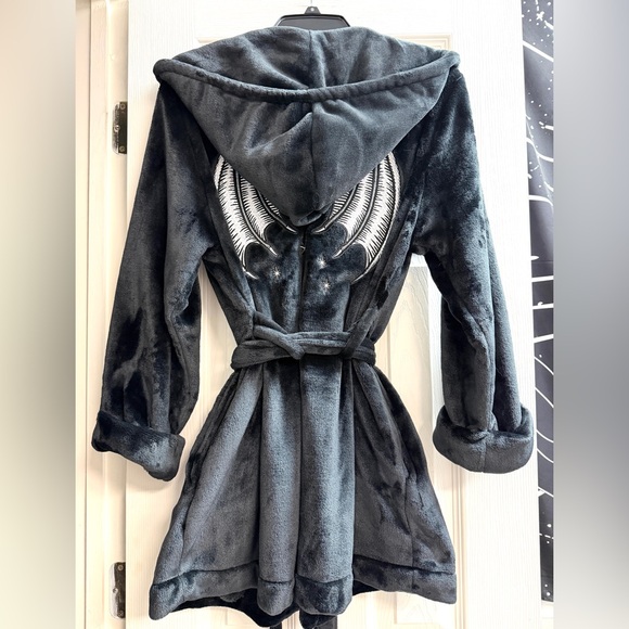 Dolls Kill Black Hooded Robe with Moon and Stars - Picture 3 of 4